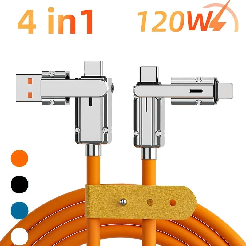 Cabo de dados e carregamento rápido 4 em 1 - 120W