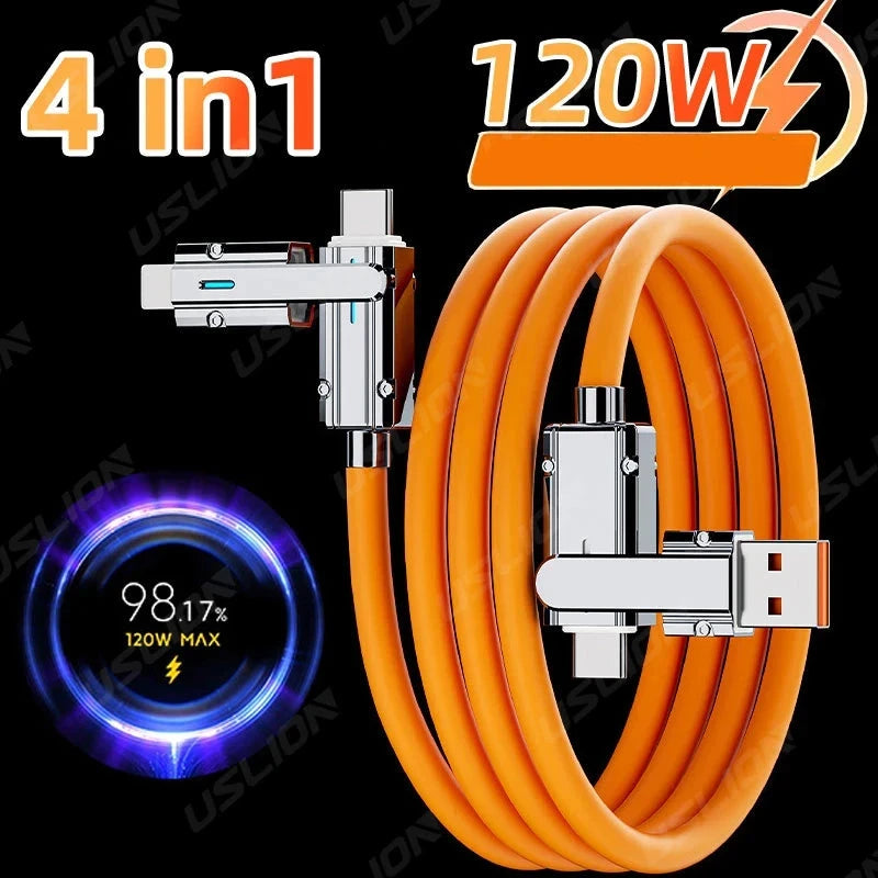 Cabo de dados e carregamento rápido 4 em 1 - 120W